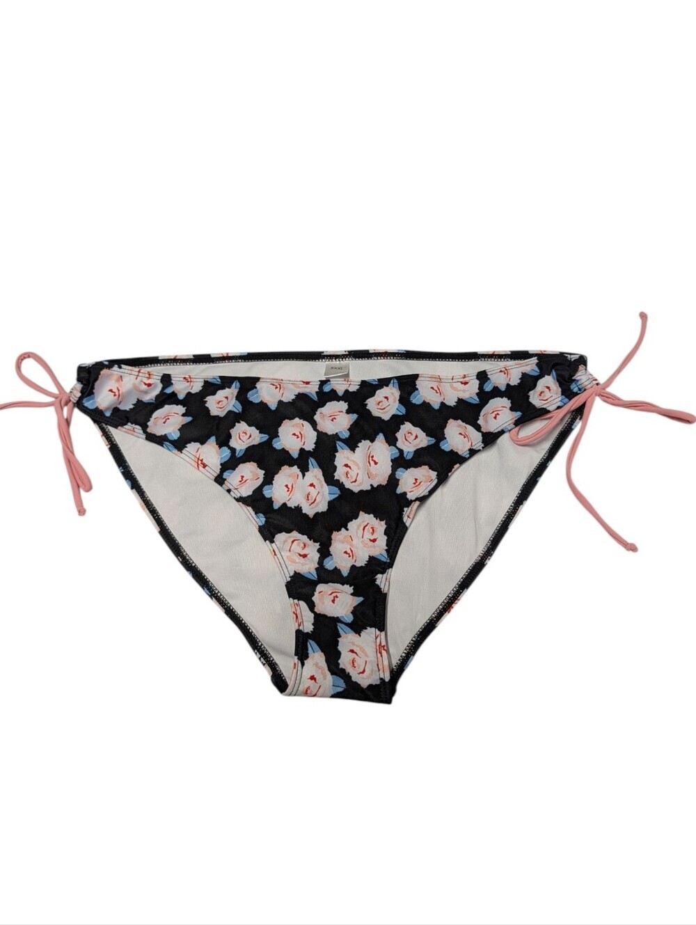 Black Floral Tie Side Bikini Bottom XXXL NWT Pink Rose Print Swim Bottom